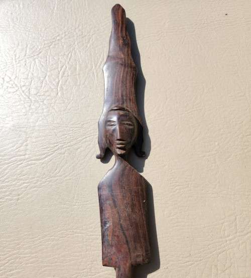 HANDMADE AFRICAN WOODEN AXE - WOODEN CARVED RATTLE KNOPKIERIE  - IRON ROD KNOPKIERIE - WOODEN SPEAR