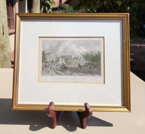 REGENTS PARK ANTIQUE 1820S SHEPHERD DESIGN AND LACEY ENGRAVED PRINT WITH SOME HAND COLOURING