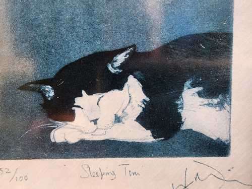 VINTAGE 1980S SLEEPING TOM BY JULIAN WILLIAMS LIMITED EDITION PRINT NO 52 OF 100