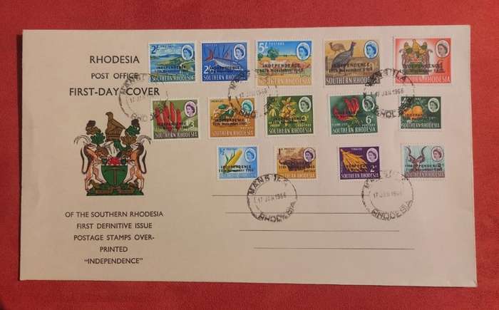 RARE SOUTHERN RHODESIA FIRST DAY COVER OVERPRINTED 11 NOV 1965 INDEPENDENCE LAST ONE!