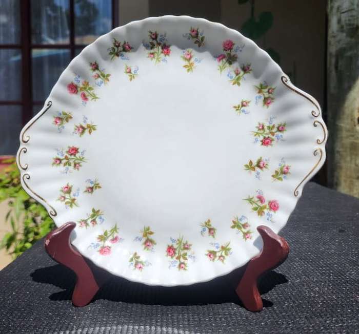 Royal Albert 1966-1980 Winsome Pattern (Small Pink Roses) Two Handled Cake Plate