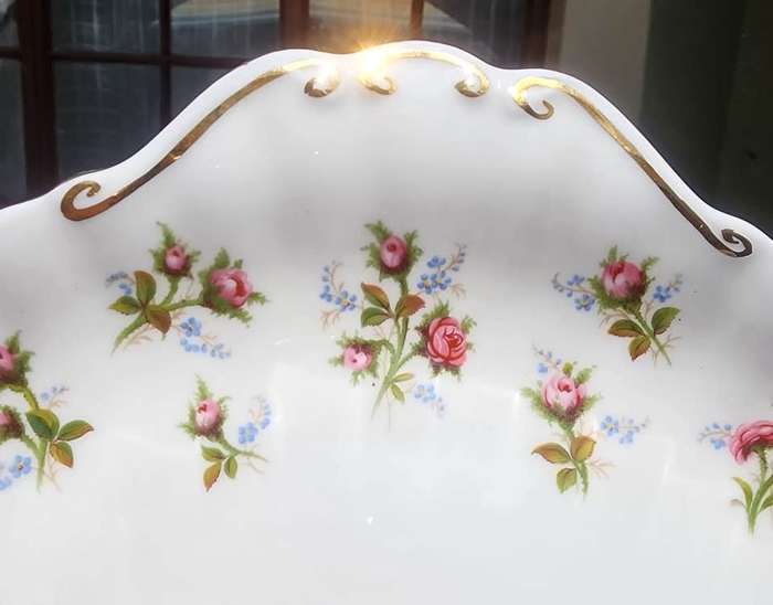 Royal Albert 1966-1980 Winsome Pattern (Small Pink Roses) Two Handled Cake Plate