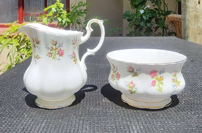 Royal Albert 1966-1980 Winsome Pattern (Small Pink Roses) Creamer and Sugar Pot