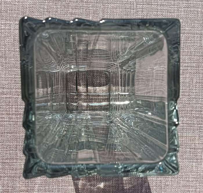Italian Bormioli Rocco Quadro Cut Chrystal Glass Vase with Geometric Patterns