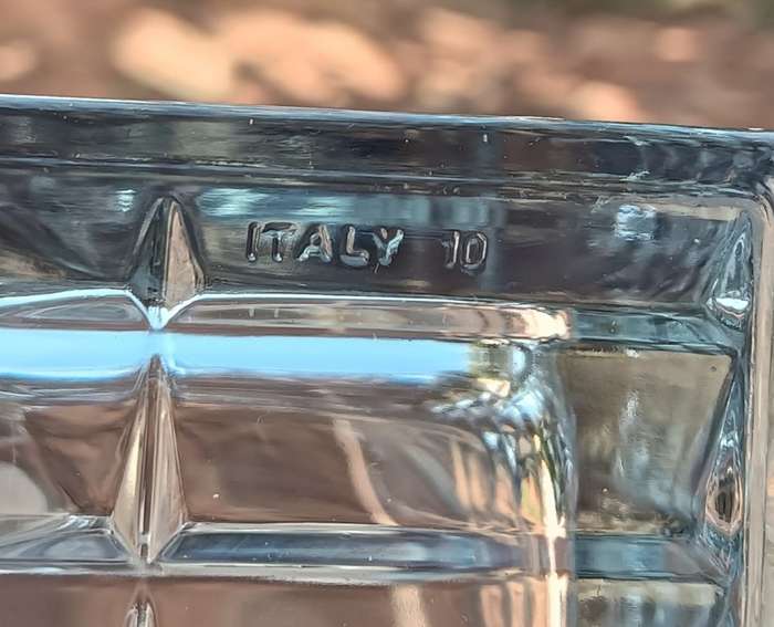 Italian Bormioli Rocco Quadro Cut Chrystal Glass Vase with Geometric Patterns