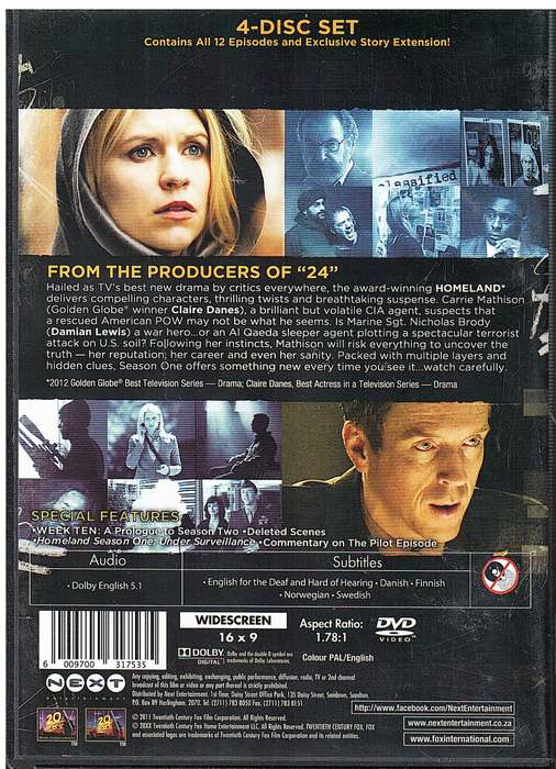 Homeland Season 1 4 DVD Box