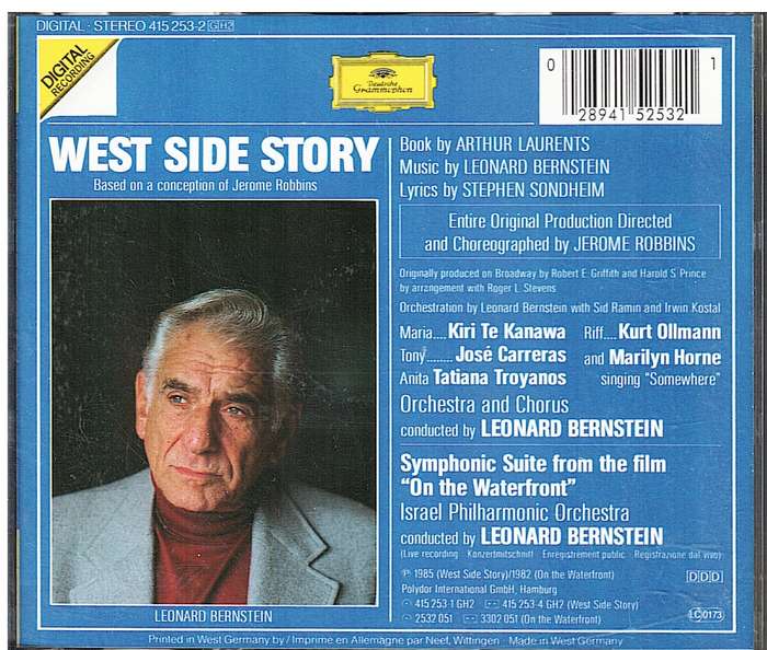 Leonard Bernstein (cond.) - West Side Story (with Kiri Te Kanawa, Jose Carreras) 2 CD Set
