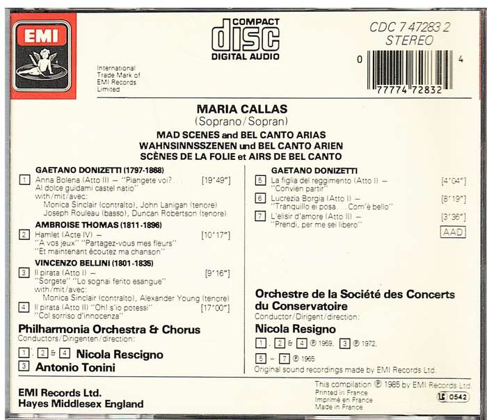 Maria Callas - Mad Scenes & Bel Canto Arias CD