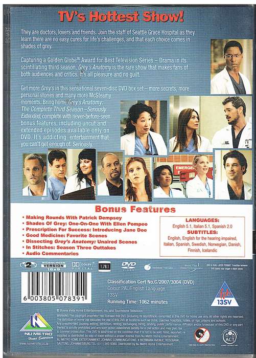 Grey`s Anatomy The Complete Third Season DVD