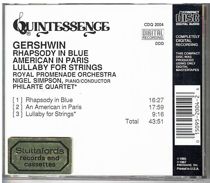 Gershwin: Rhapsody in Blue/American in Paris - Royal Promenade Orchestra/Simpson (cond.) [IMPORT]