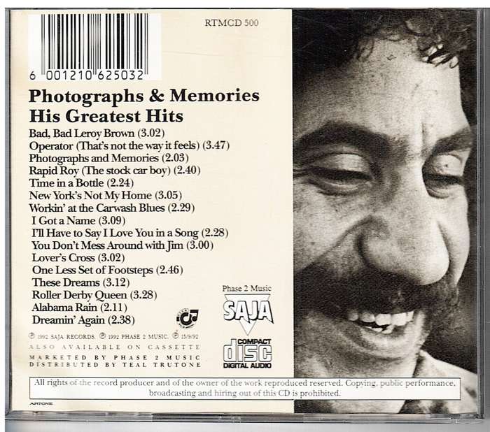 Jim Croce - Photographs & Memories: His Greatest Hits CD
