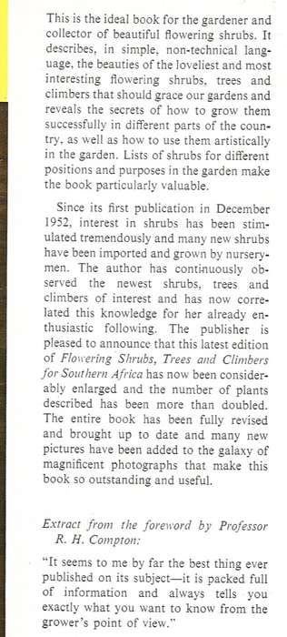 Flowering Shrubs, Trees and Climbers for Southern Africa - Sima Eliovson