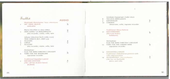 Fynbos Calling: African and European Early and Contemporary Music Book & CD - Ensemble Refugium