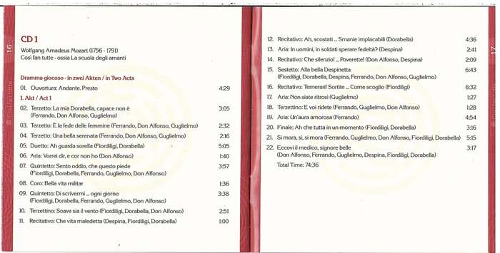 Mozart: Cosi Fan Tutte - Lisa Della Casa et al (Karl Bohm cond.) 2 CD set