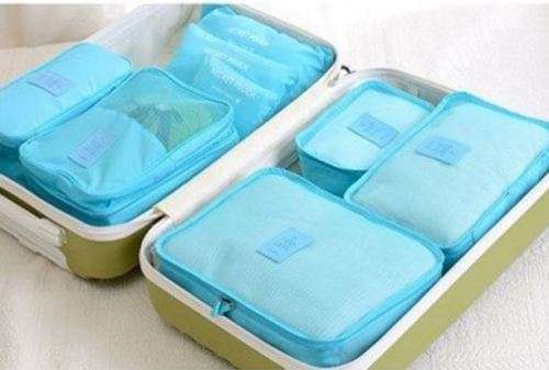 TRAVEL ORGANISER LUGGAGE SET 6 PIECES POUCHES - STORAGE ORGANISERS BAGS CHRISTMAS GIFTS