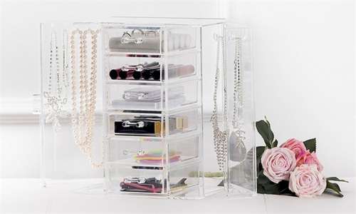 Jewellery Cosmetics Organiser Display Acrylic 6 Drawer Jewelry Rack