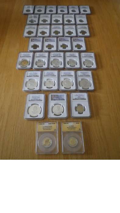 Nelson Mandela and Inauguration proof coins.