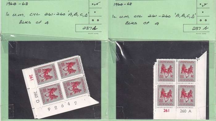 South Africa 33 x Control Block of 4 Stamps from 1961 to 1974.