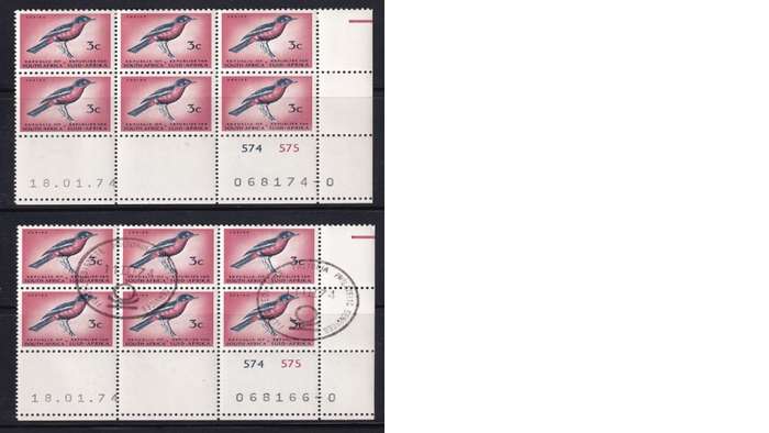 South Africa Control Blocks of 6 Stamps (3c)