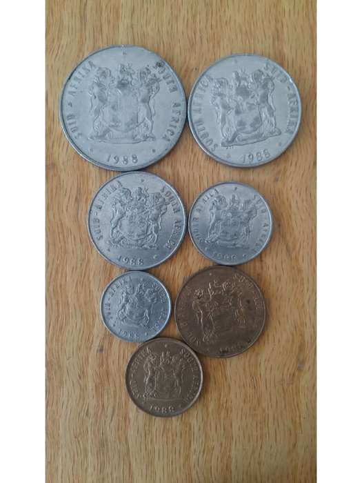 (1988 Coat of Arms, bronze and nickel coins. 1c.2c.5c.10c.20c.50c.R1) R35