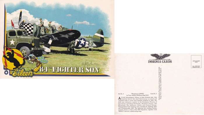 England Insignia Card of ww11 Tony Jackson. 84th Fiter SQN
