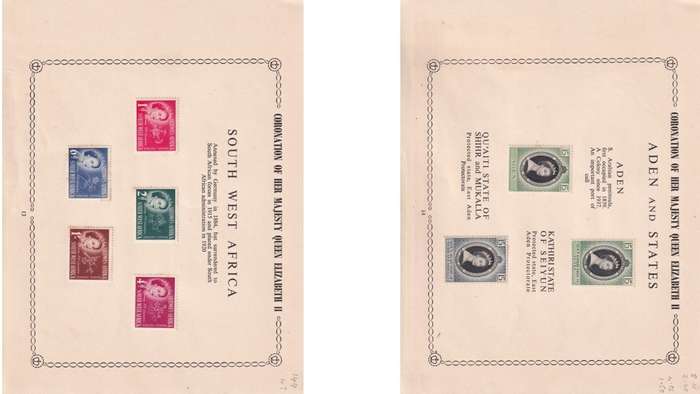 Coronation of Queen Elizabeth stamps.