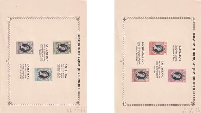 Coronation of Queen Elizabeth stamps.