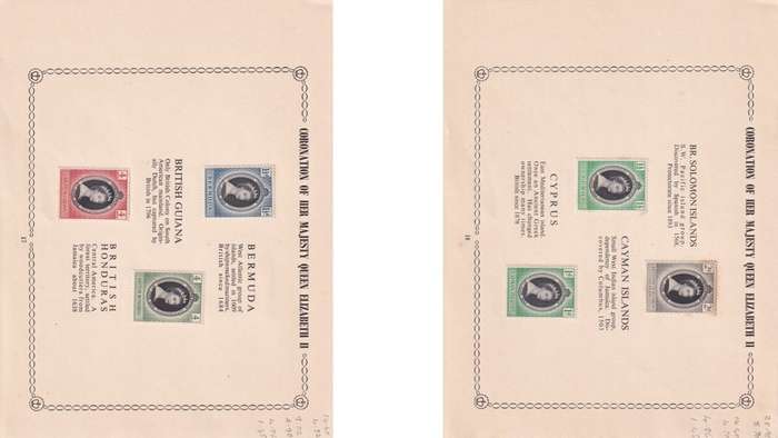 Coronation of Queen Elizabeth stamps.