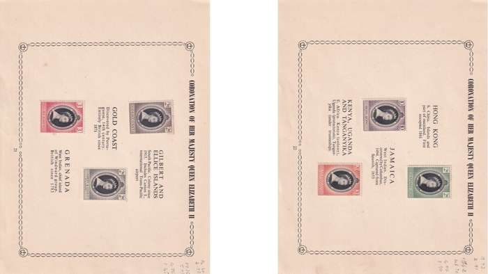 Coronation of Queen Elizabeth stamps.