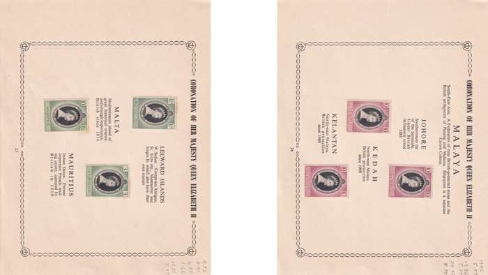 Coronation of Queen Elizabeth stamps.