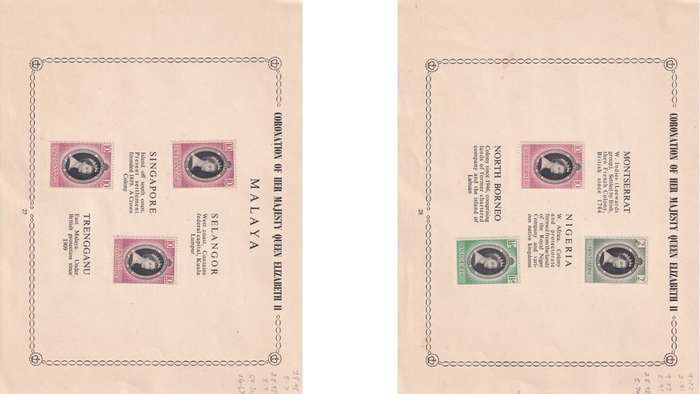 Coronation of Queen Elizabeth stamps.