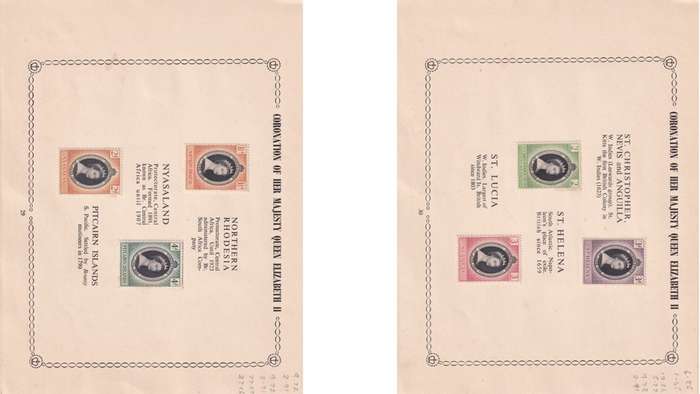 Coronation of Queen Elizabeth stamps.