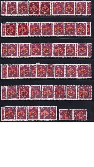 1974 South Africa 3c Geranium. 0.80c per single stamp.