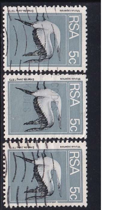 1974 South Africa 5c Black, slate Blue Cape Gannet. 0.80c per single stamp.