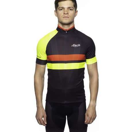FTECH Unisex Zipline Hydrofit Jersey - Black/Red 2XS