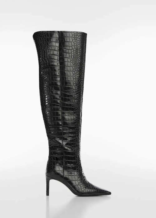 Snake effect heeled boots