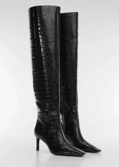 Snake effect heeled boots