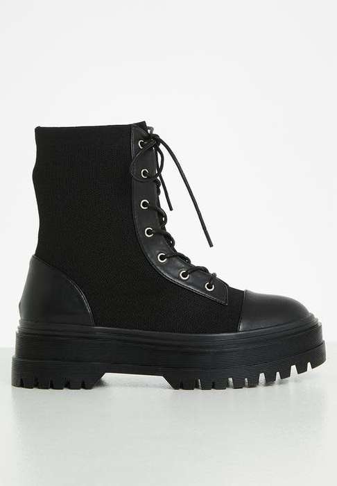 Poppy lace up boot - black