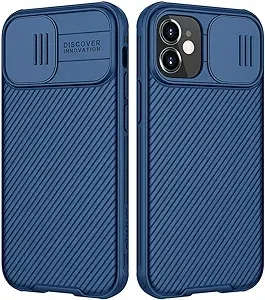 Nillkin iPhone 12 Mini Case with Camera Cover, CamShield Pro Case with Slide Camera Protection -Blue