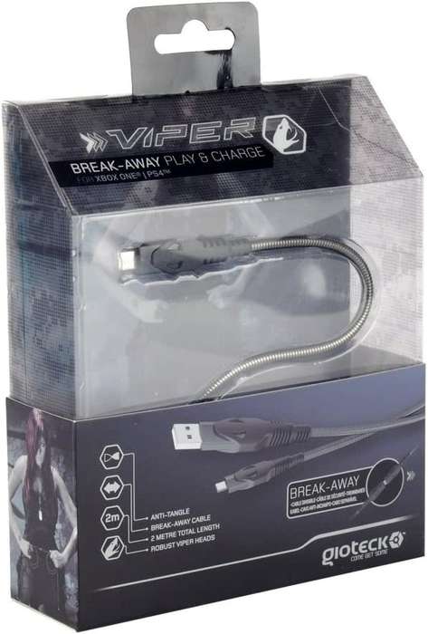 Gioteck TX-Viper Anti-Twist Play and Charge Break Away Cable for Xbox One and PS4
