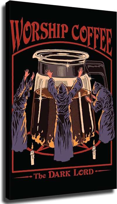 STEVEN RHODES WORSHIP COFFEE THE DARK LORD 24x36 POSTER COLLEGE HUMOR ART COMEDY