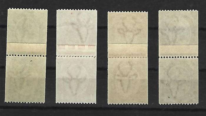 Union of SA - SACC 17-20 - Coil stamps King George V - Variety - All with paper joined