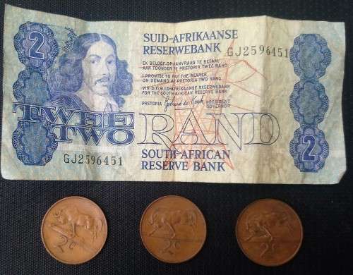 Coins and a R2 Note from South Africa