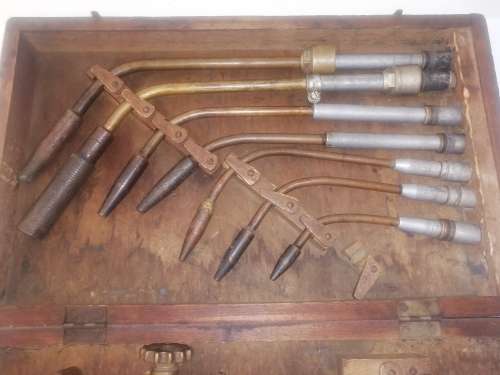 Gas cutting torch set in wooden box - not complete as per photos