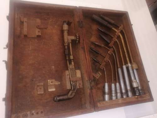 Gas cutting torch set in wooden box - not complete as per photos