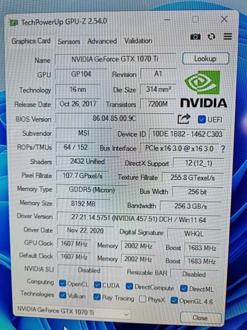 MSI 1070TI 8GB Gaming-read first
