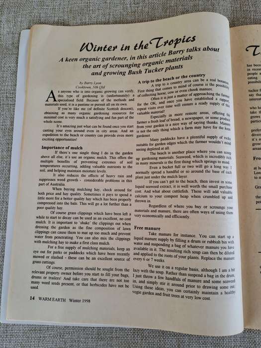 Warm Earth: Organic Growing - Healthy Living 1998 (3 magazines)