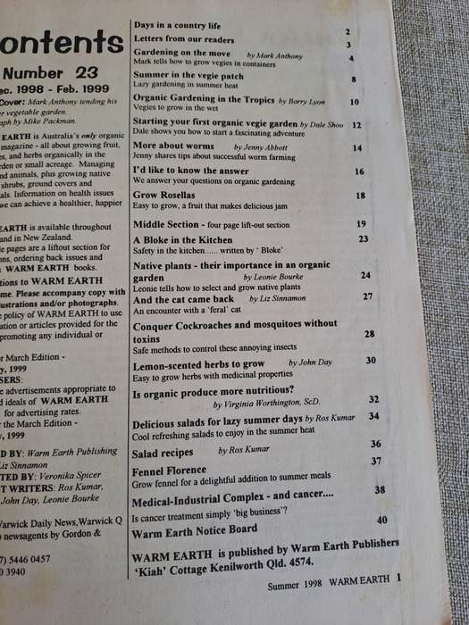 Warm Earth: Organic Growing - Healthy Living 1998 (3 magazines)