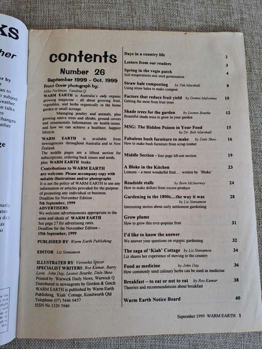 Warm Earth: Organic Growing - Healthy Living 1999 (2 magazines)