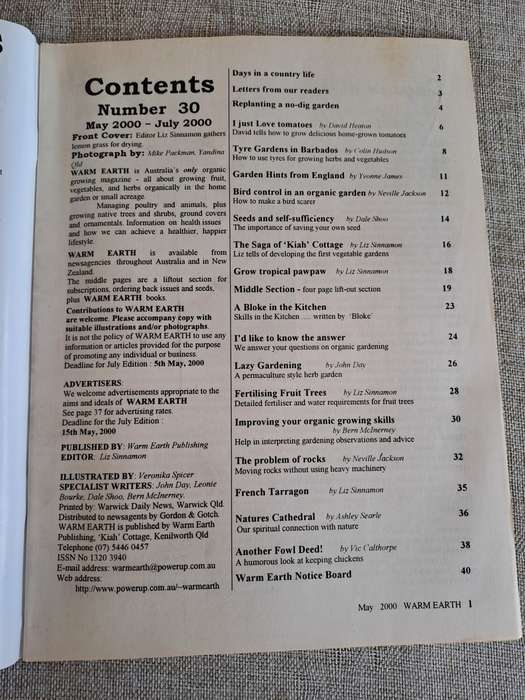 Warm Earth: Organic Growing - Healthy Living 2000 (3 magazines)